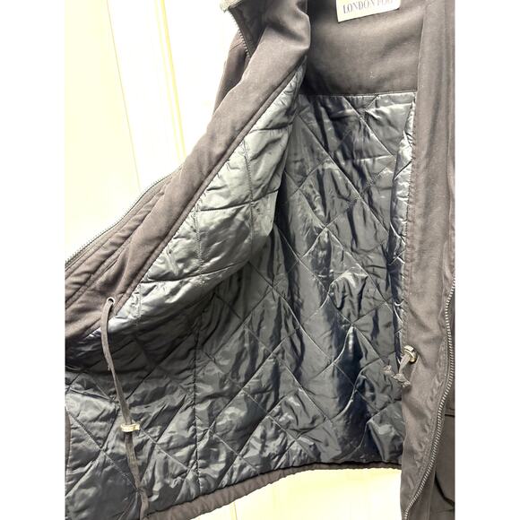 Vintage London Fog Fur Trim Parka Coat Black Hooded Winter Jacket Women’s Size M - Picture 5 of 13